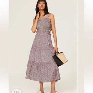 Sea New York Ida Apron Dress Lilac Floral Midi